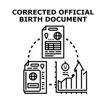 Corrected official birth document concept for registration process イラスト素材