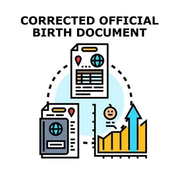 Corrected official birth document concept for registration process イラスト素材