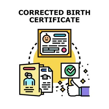 Correcting birth certificate document process and validation イラスト素材
