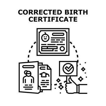 Correcting birth certificate document process and validation イラスト素材