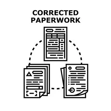 Correcting business paperwork process with document management system イラスト素材