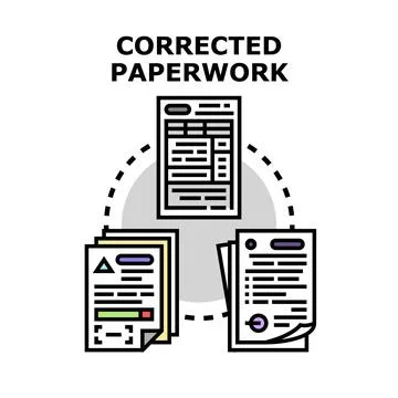 Correcting business paperwork process with document management system イラスト素材
