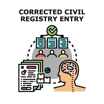 Correcting civil registry entry data documentation process Stock Illustration