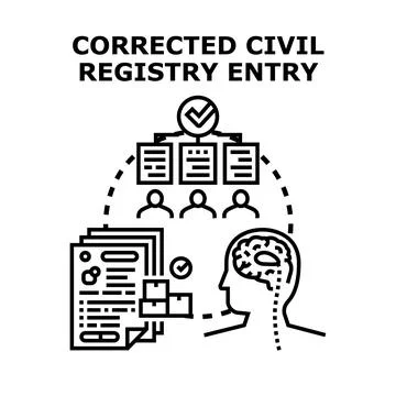 Correcting civil registry entry data documentation process Stock Illustration