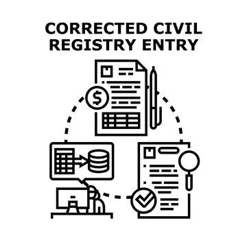 Correcting civil registry entry processing official document procedure イラスト素材