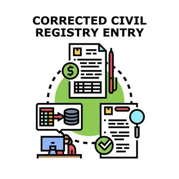 Correcting civil registry entry processing official document procedure イラスト素材