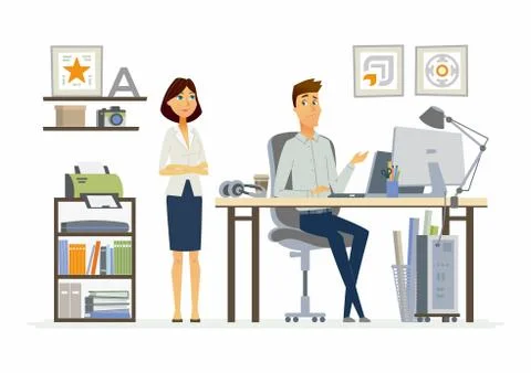 Correcting Mistakes - modern vector cartoon business characters illustration Stock Illustration