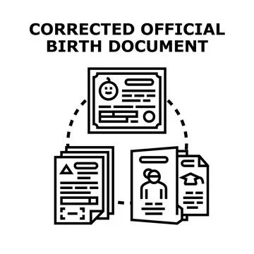 Correcting official birth document and personal identity records イラスト素材