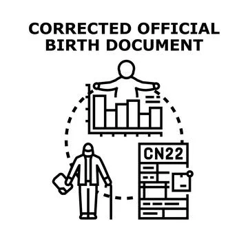 Correcting official document for life data record Stock Illustration