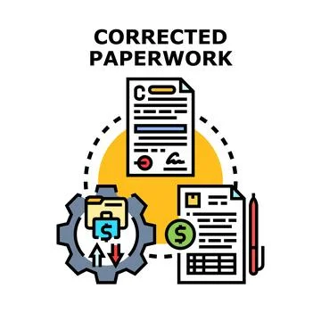 Correcting paperwork for business document management process Stock Illustration