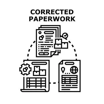 Correcting paperwork process optimizing global data management Stock Illustration