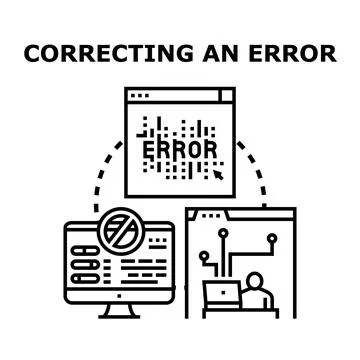 Correcting programming error and debugging software code concept Stock Illustration