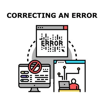 Correcting programming error and debugging software code concept Stock Illustration