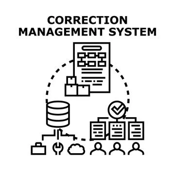 Correction management system icon visualizing operational processes Stock Illustration