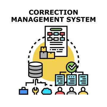 Correction management system icon visualizing operational processes Stock Illustration