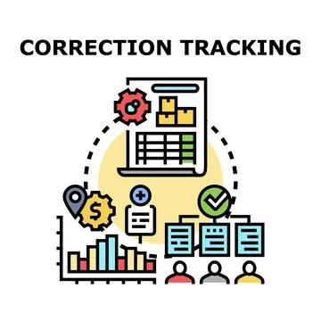 Correction tracking system analyzing project management data Stock Illustration