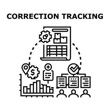 Correction tracking system analyzing project management data Stockillustratie