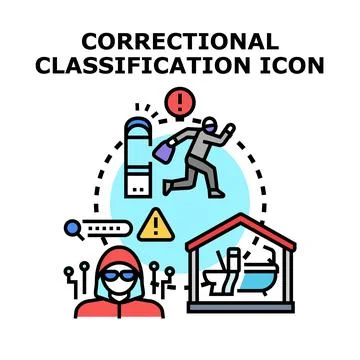 Correctional classification icon with crime and penalty concept Stock Illustration