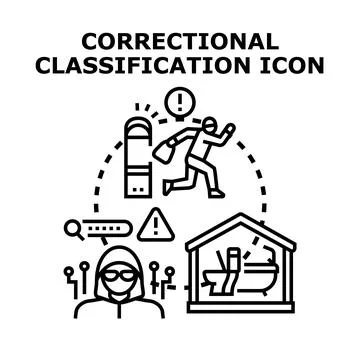 Correctional classification icon with crime and penalty concept Stock Illustration