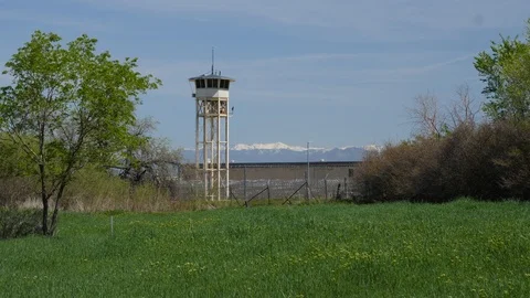 Correctional facility guard tower. Stock Footage 107417297