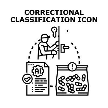 Correctional system classifying inmates handling drugs management Illustrazione stock