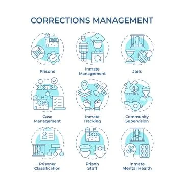 Corrections management soft blue concept icons Stock Illustration