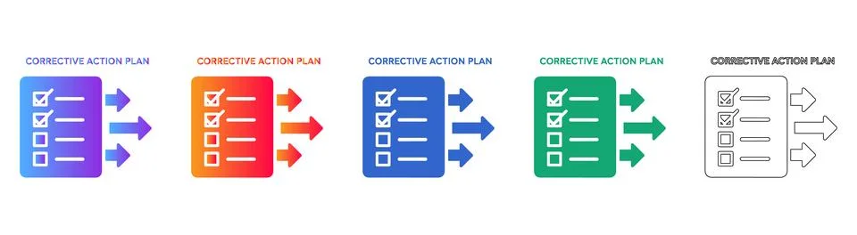 Corrective Action Plan and Workflow Icons Stock Illustration