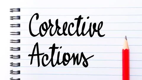 Corrective Actions written on notebook page Stock Photos