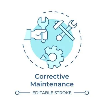 Corrective maintenance soft blue concept icon Stock Illustration