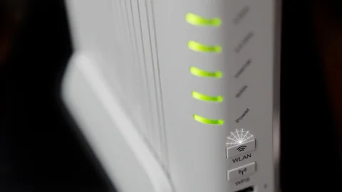 Correctly connected modem. Animation of the router's correct work signal. 4K. Video stock 101685696