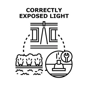 Correctly exposing light concept for outdoor project Stock Illustration