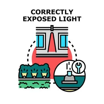 Correctly exposing light concept for outdoor project Stock Illustration