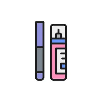 Corrector, concealer, eyeliner, marker flat color line icon. Illustrazione stock