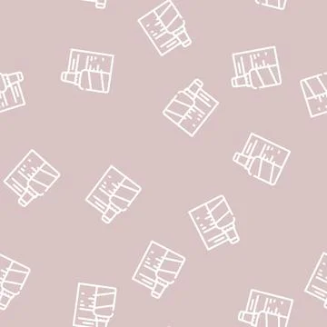 Corrector stationery line vector seamless pattern Stock Illustration