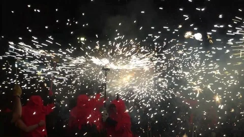 Correfocs on slowmotion Stock Footage 112330724