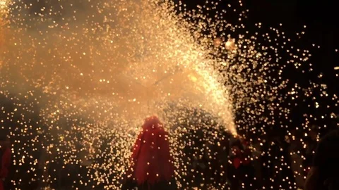 Correfocs on slowmotion Stock Footage 112337404