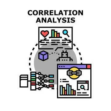 Correlation analysis analyzing data and business statistics Stock Illustration