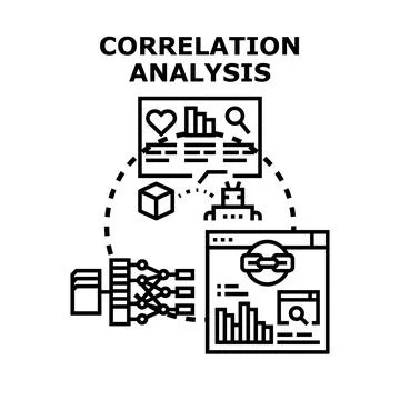 Correlation analysis analyzing data and business statistics Stock Illustration