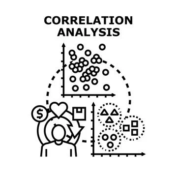 Correlation analysis investigating data relationships and business metrics Stock Illustration