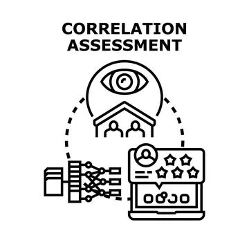 Correlation assessment analyzing user feedback and data Illustrazione stock