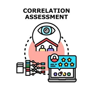 Correlation assessment analyzing user feedback and data Stock Illustration