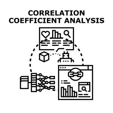 Correlation coefficient analysis illustrating data relationship research Stock Illustration