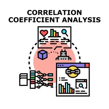 Correlation coefficient analysis illustrating data relationship research Stock Illustration