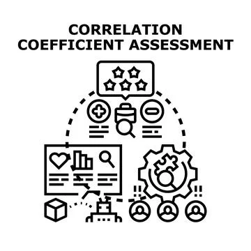Correlation coefficient assessment evaluating data metrics and feedback 库存插图