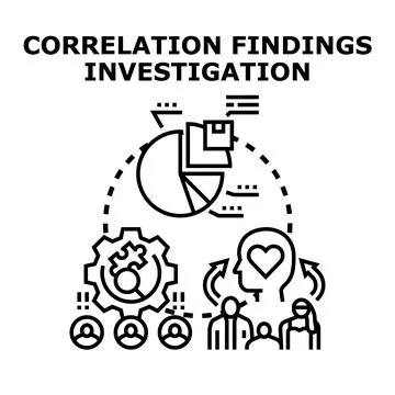 Correlation findings investigation analyzing human behavior and data Stock Illustration