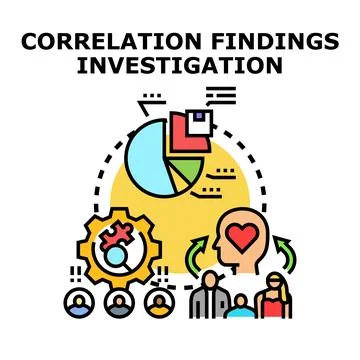 Correlation findings investigation analyzing human behavior and data Stockillustratie