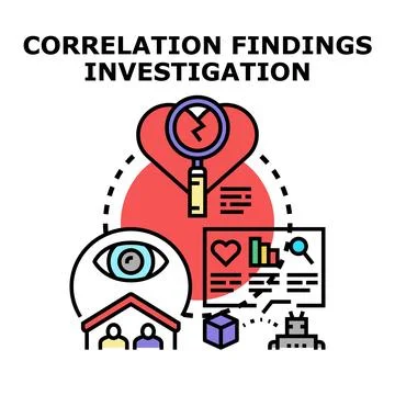 Correlation findings investigation conceptual vector illustration design Stock Illustration