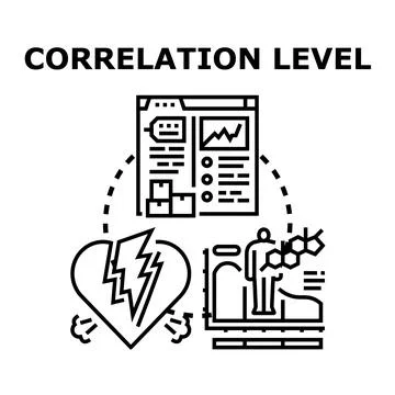 Correlation level linking data, health, and stress concept Stock Illustration
