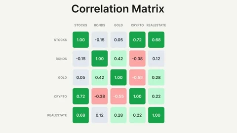 Correlation Matrix Visualizing Financial Investment Assets Stock Footage 334161484