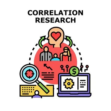 Correlation research concept exploring human data and analysis Stock Illustration